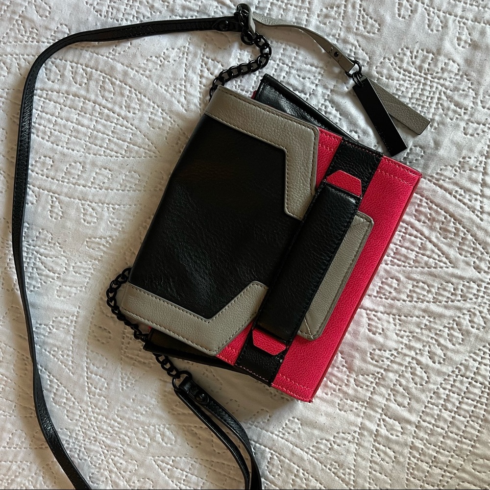 Vince Camuto Black and Pink Crossbody Bag